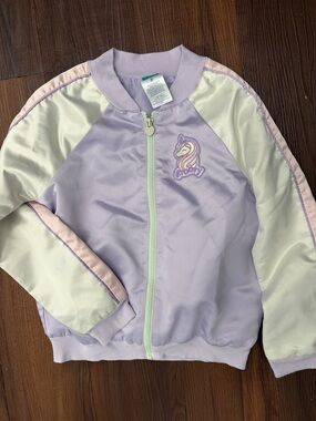 Girls' Lavender Unicorn Bomber Jacket - (Brand Not Visible)